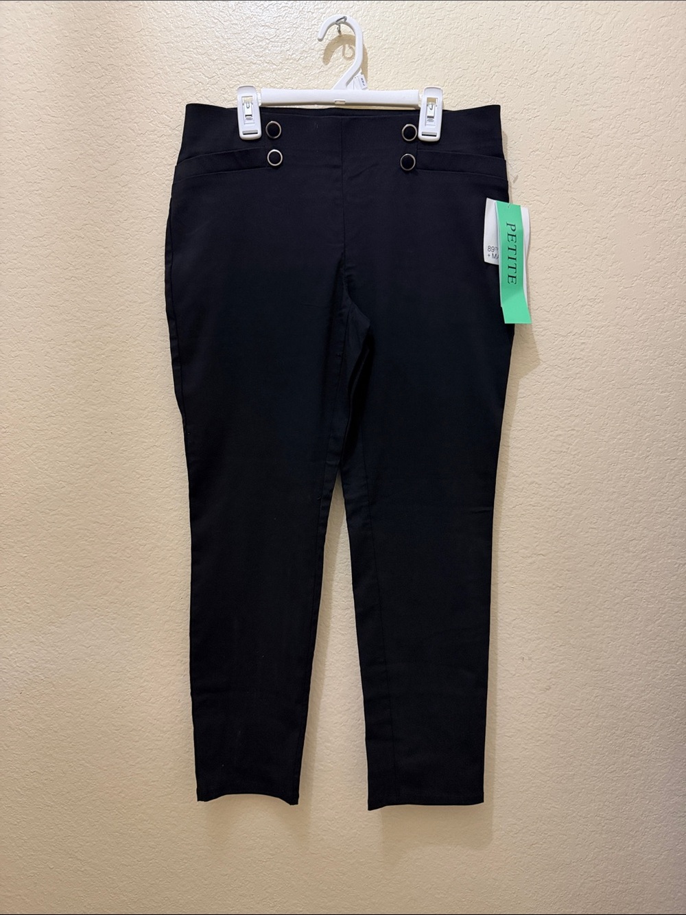 89th & Madison Black Petite Sailor-Style Ankle Pants